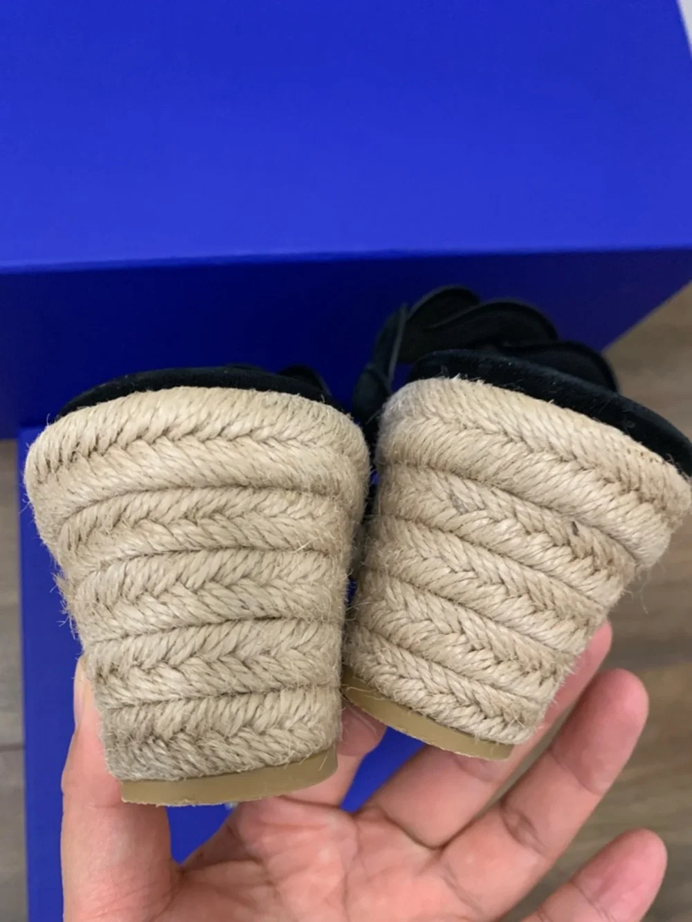 Stuart Weitzman women’s Black Twist Suede Espadrille Wedge Slide Sandal size 9.5 - Picture 12 of 14